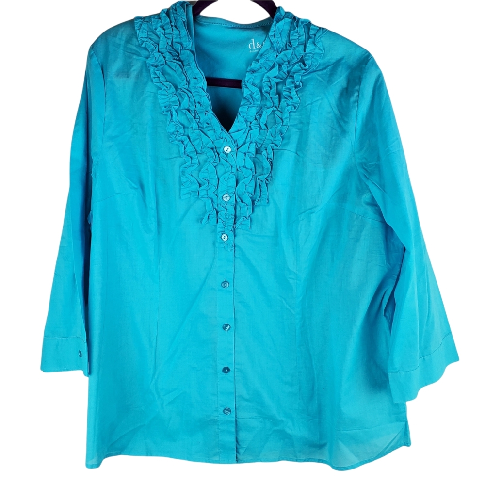 Denim & Co EUC 2 piece turquoise tunic over tank XL